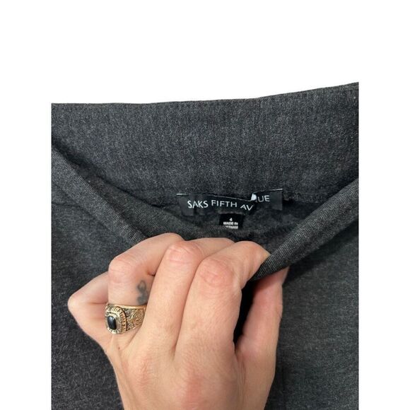 Saks Fifth Avenue Side Zip Nylon Blend Dark Gray Skinny Pants Business Size 4 - Picture 4 of 11
